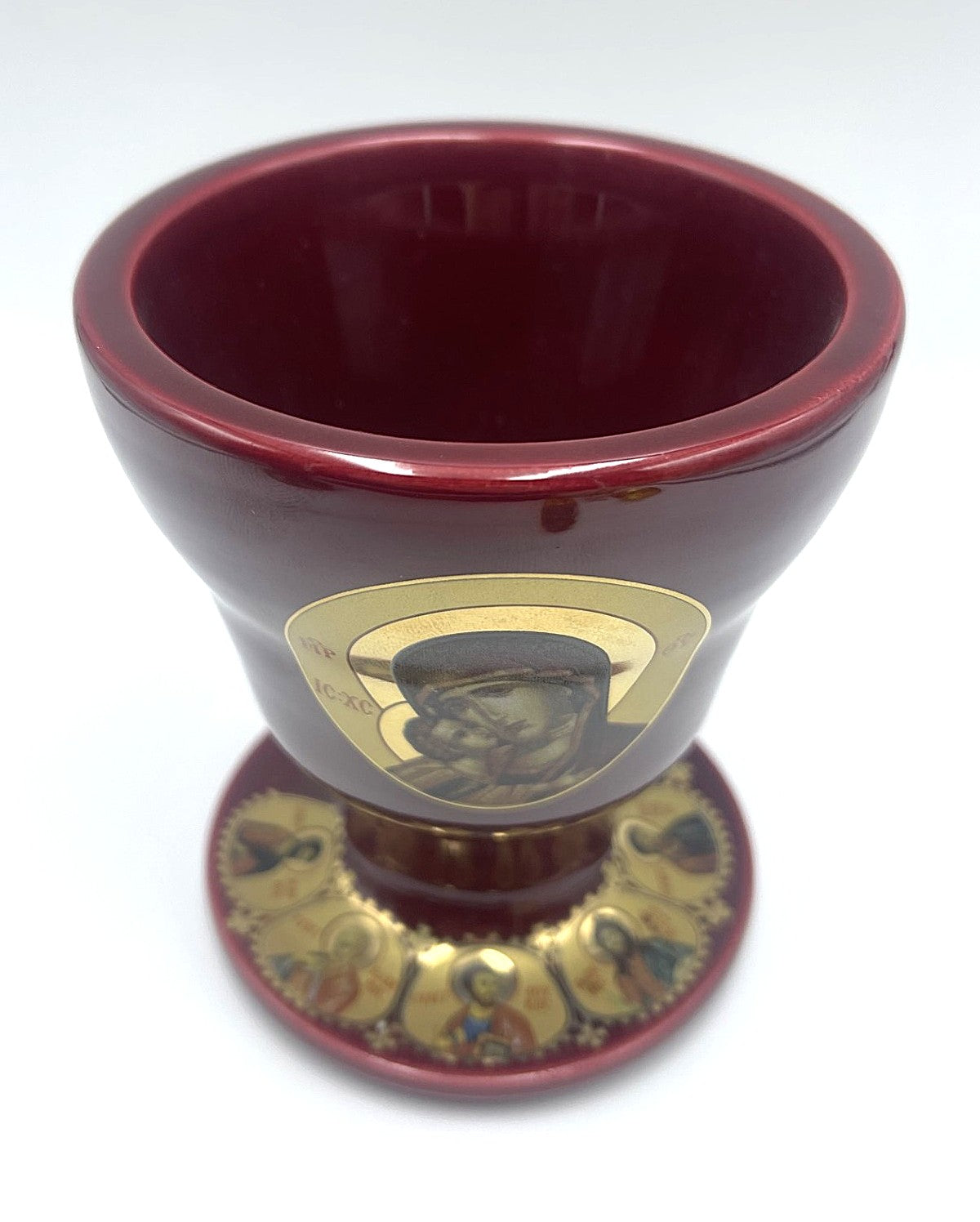 Ceramic Chalice Shaped Oil Vigil Lamp - Kandili (Deep Red)
