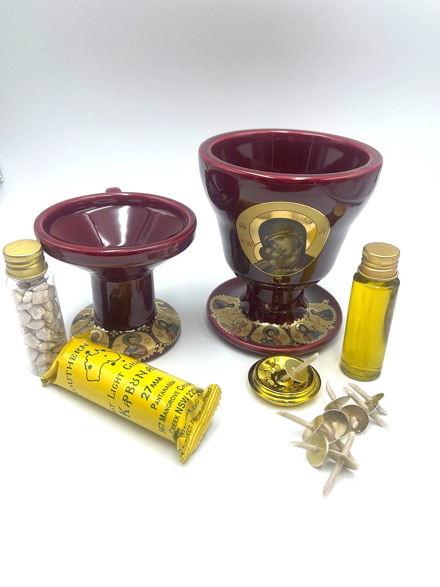 Ceramic Chalice Shaped Oil Vigil Lamp - Kandili (Various Colours)