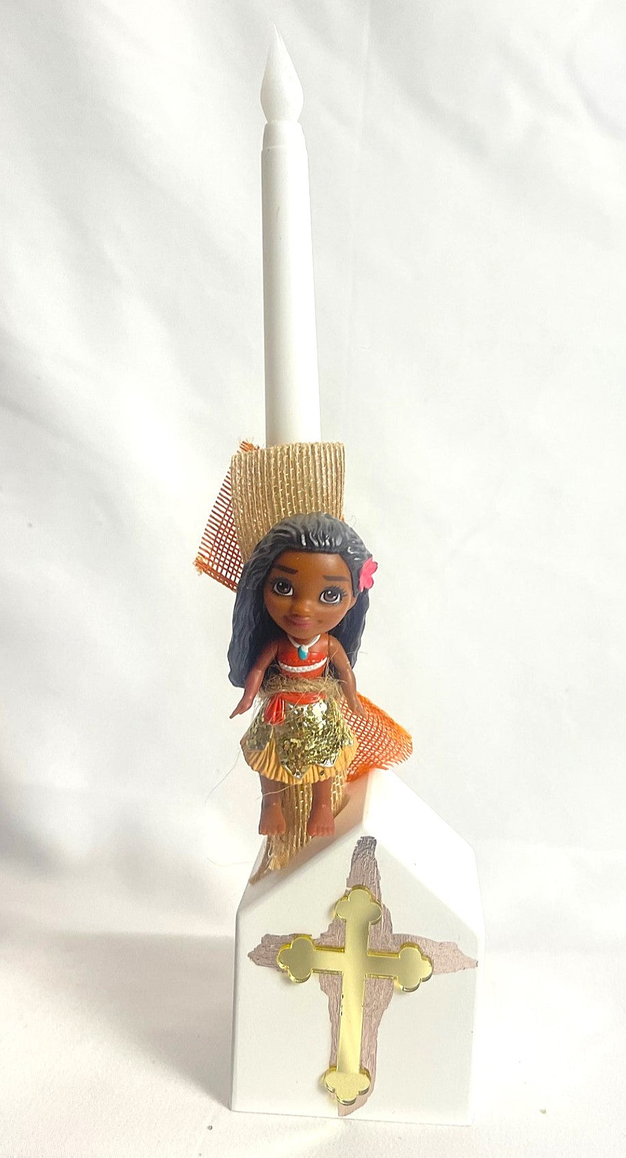 Flameless Easter Candle - 'Moana' Lambatha / Palm Sunday 28cm (SMALL)