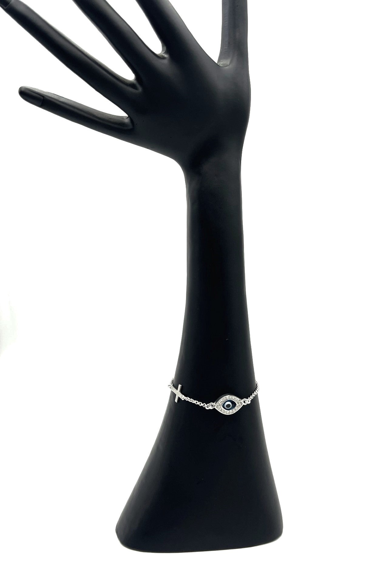 925 Sterling Silver Evil Eye / Cross Bracelet - Women's - Christian Jewellery - Faith - Religious - Gift for her