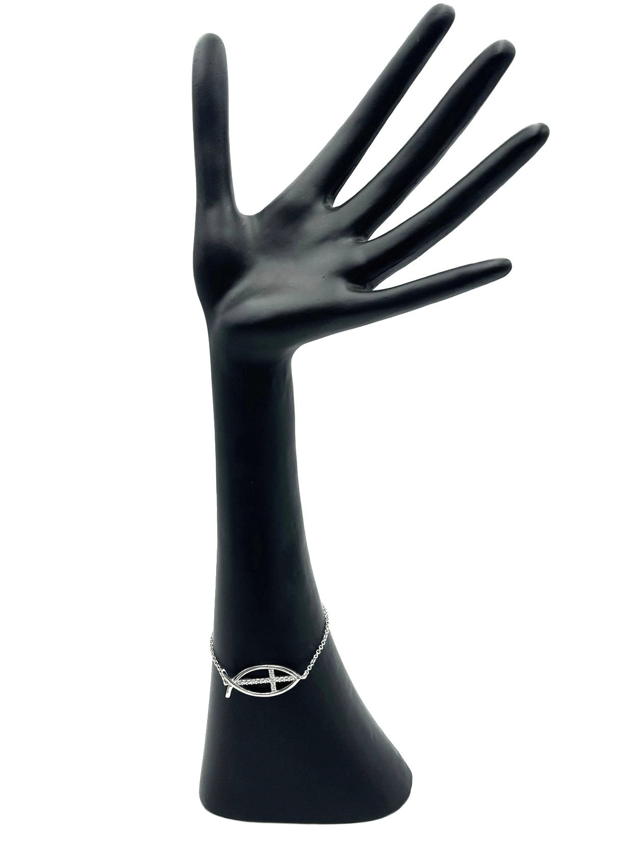 925 Sterling Silver Ichthus Cross & Fish Bracelet - Women's - Christian Jewellery - Faith - Religious