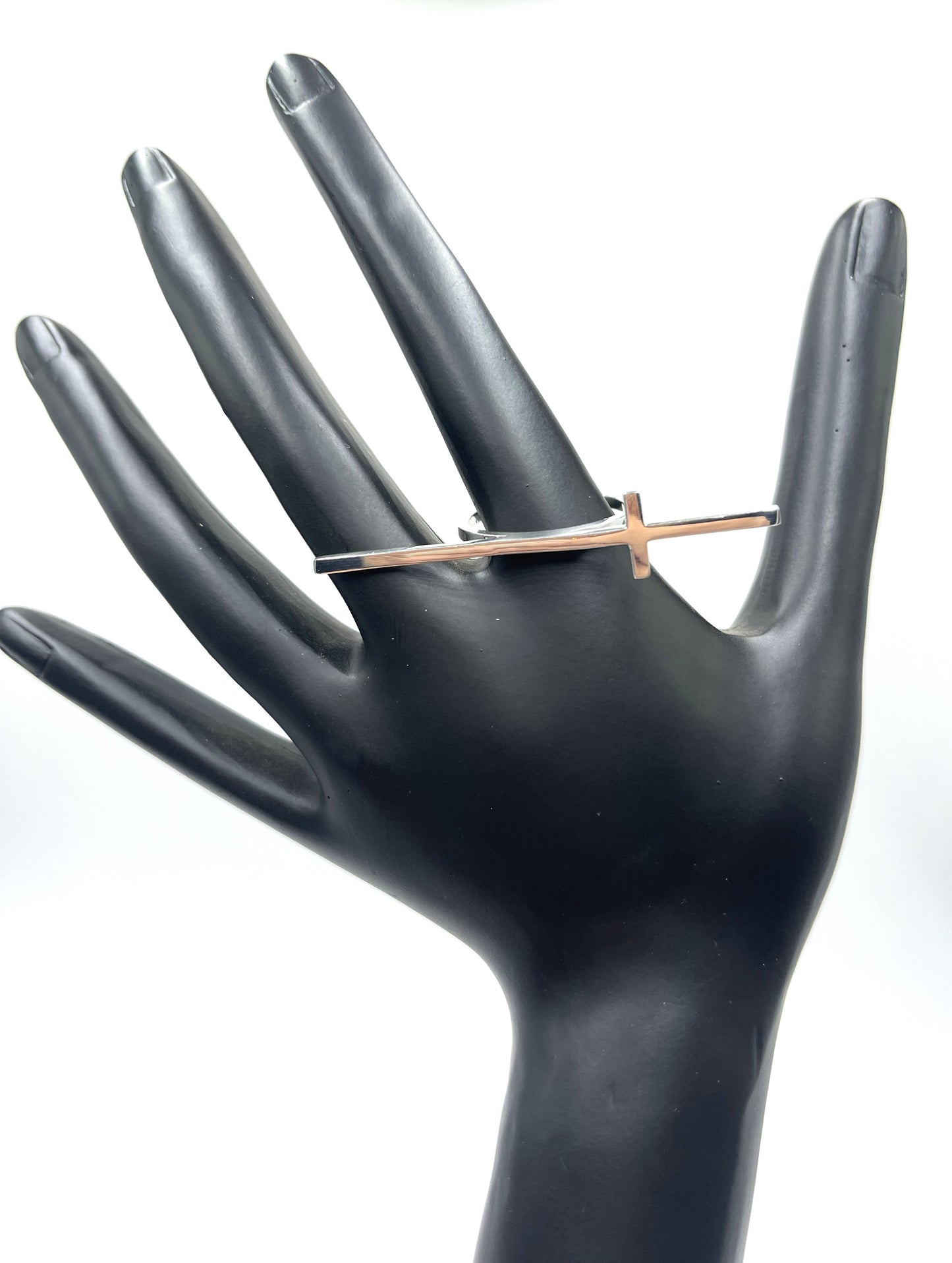 Dainty Large Side Cross Ring - 925 Sterling Silver