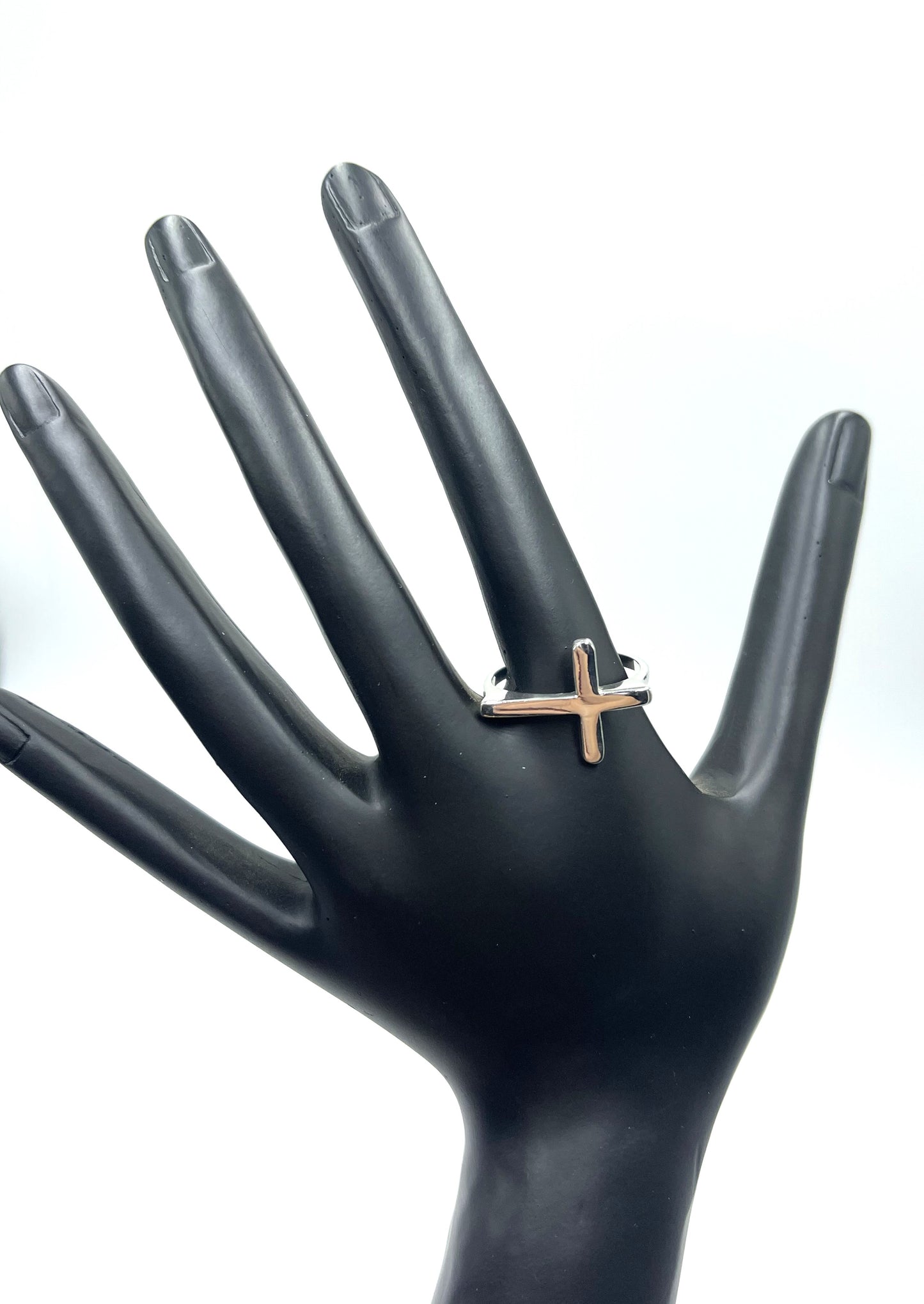 Side Cross Ring (Unisex) - 925 Sterling Silver
