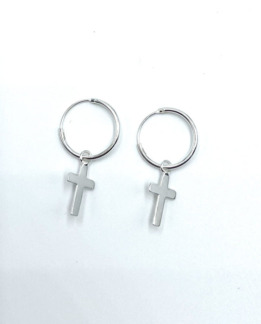 925 Sterling Silver Cross Sleeper Earrings- Unisex - Christian Jewellery - Faith - Religious- Gift for her