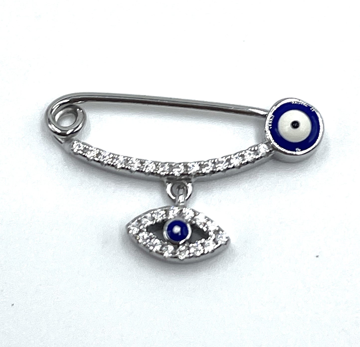 925 Sterling Silver Evil Eye / Cross Baby Protection Pin (2 Styles) Children's - Baby - Protection