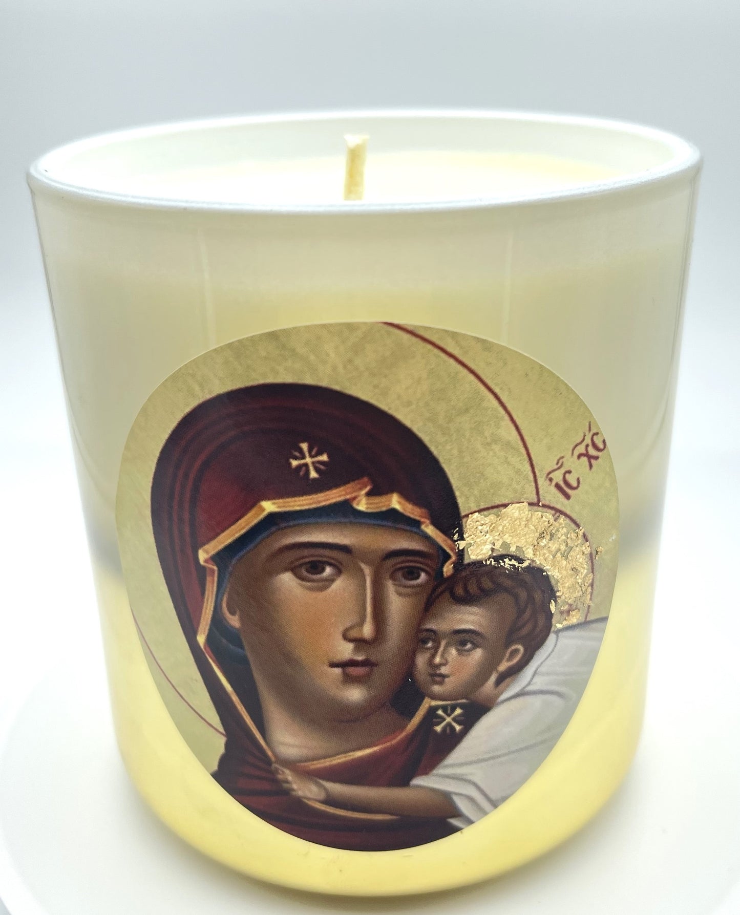 Jesus and Virgin Mary (Theotokos) Byzantine Candle - Livani / Frankincense Fragrance