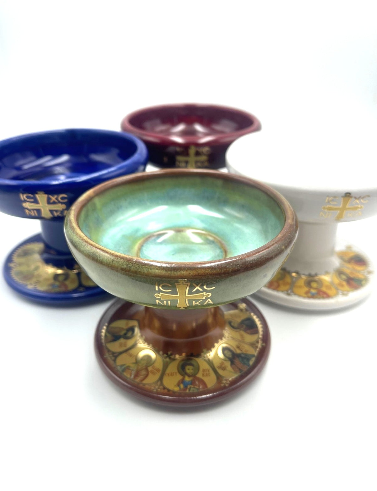 Ceramic Censor Livanistiri Set - Gold Leafed Icons (Royal Blue)