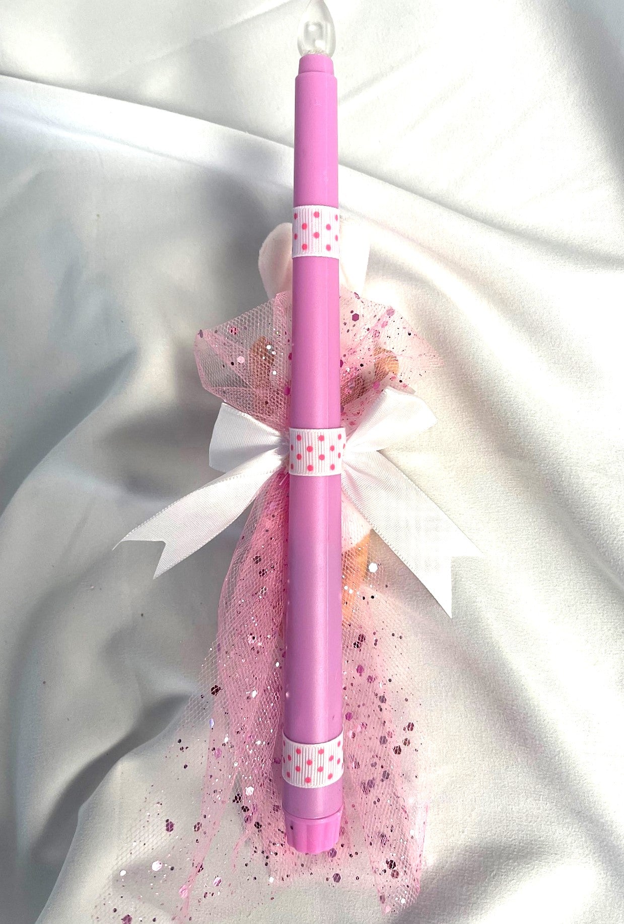 Flameless Battery Easter Candle - Baby Figurines - Lambatha / Palm Sunday 28cm (SMALL)