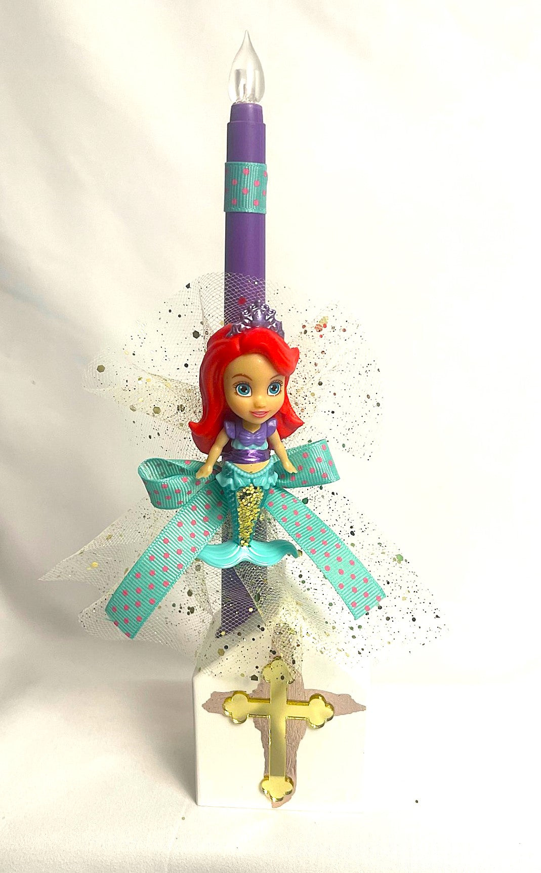 Flameless Easter Candle - Ariel 'The Little Mermaid' Lambatha / Palm Sunday 28cm (SMALL)