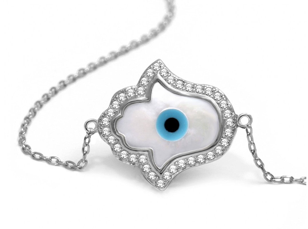 925 Sterling Silver & Mother of Pearl Hamsa Hand/Hand of Fatima Bracelet - Women's - Protection