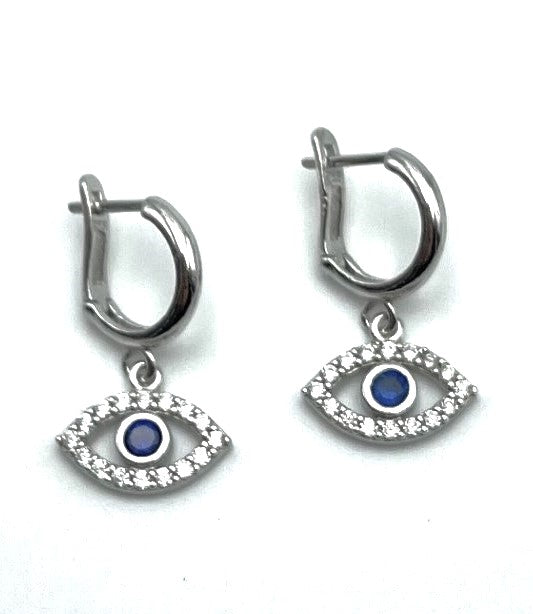 Evil Eye CZ Dangle Earrings