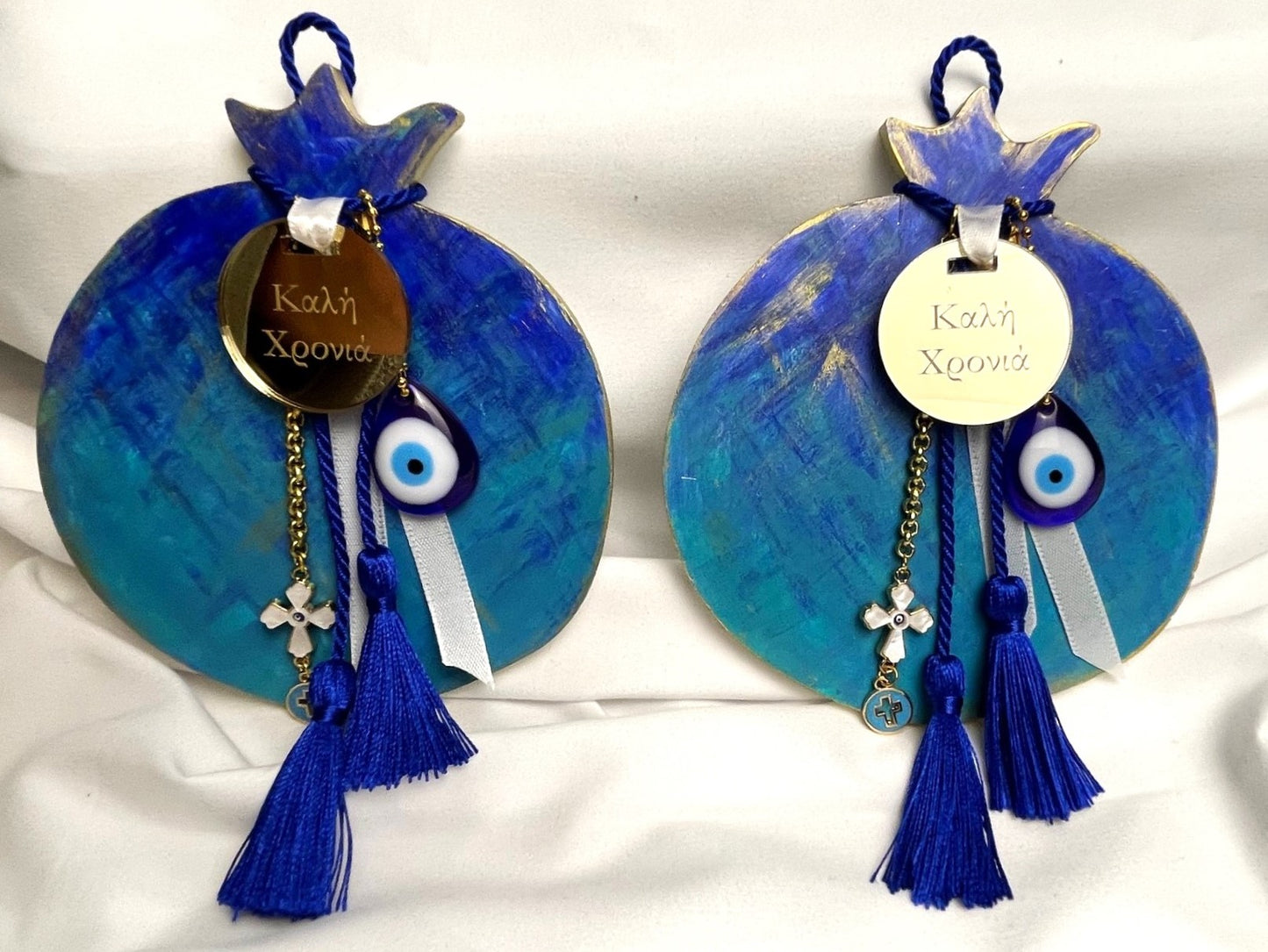 Pomegranate Good Luck (Gouri) Wall Plaque - Blue