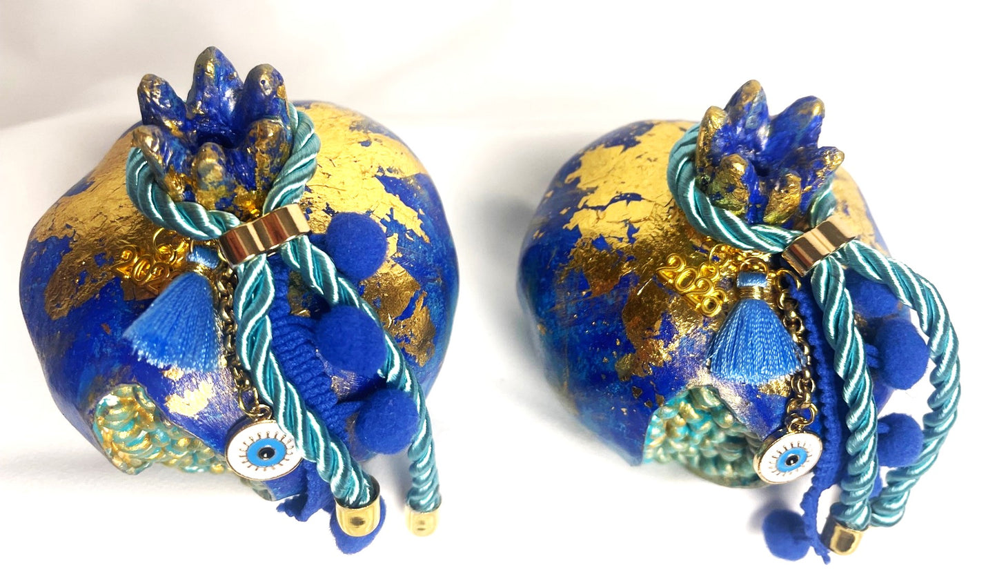 2026 Pomegranate Good Luck Ornament - Blue