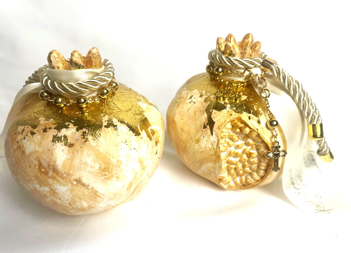 2026 Pomegranate Good Luck Ornament - White/Gold