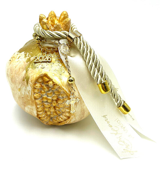 2026 Pomegranate Good Luck Ornament - White/Gold