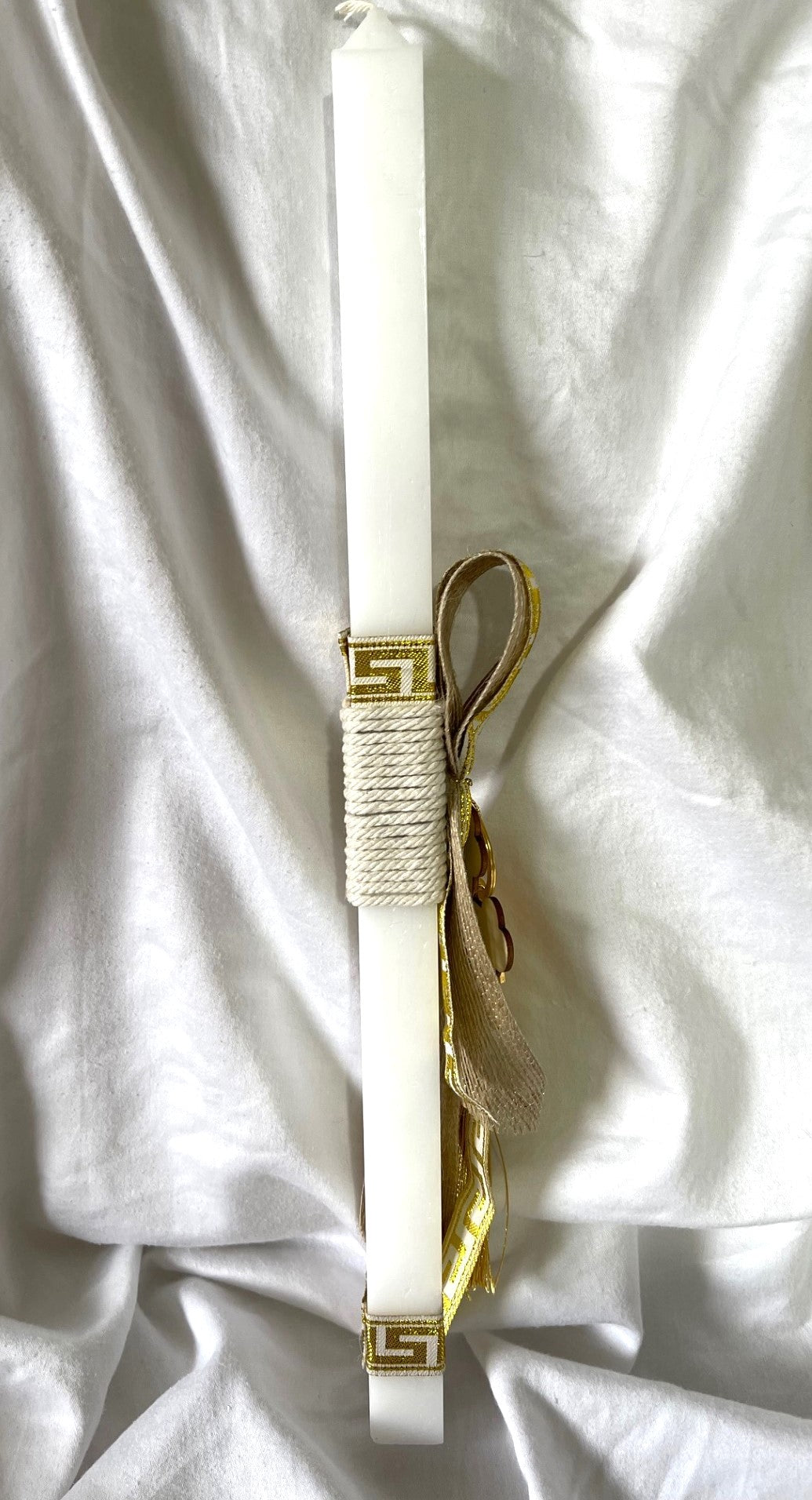 Grecian Cross (Gold) Square Lambatha Orthodox Square Easter Candle 40cm (LARGE)