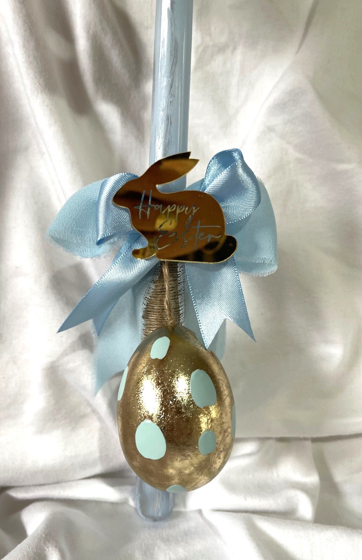Easter bunny and Egg (Blue) Easter Candle - Palm Sunday / Lambatha 30cm (MEDIUM)