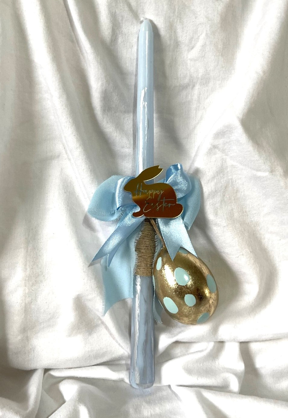 Easter bunny and Egg (Blue) Easter Candle - Palm Sunday / Lambatha 30cm (MEDIUM)