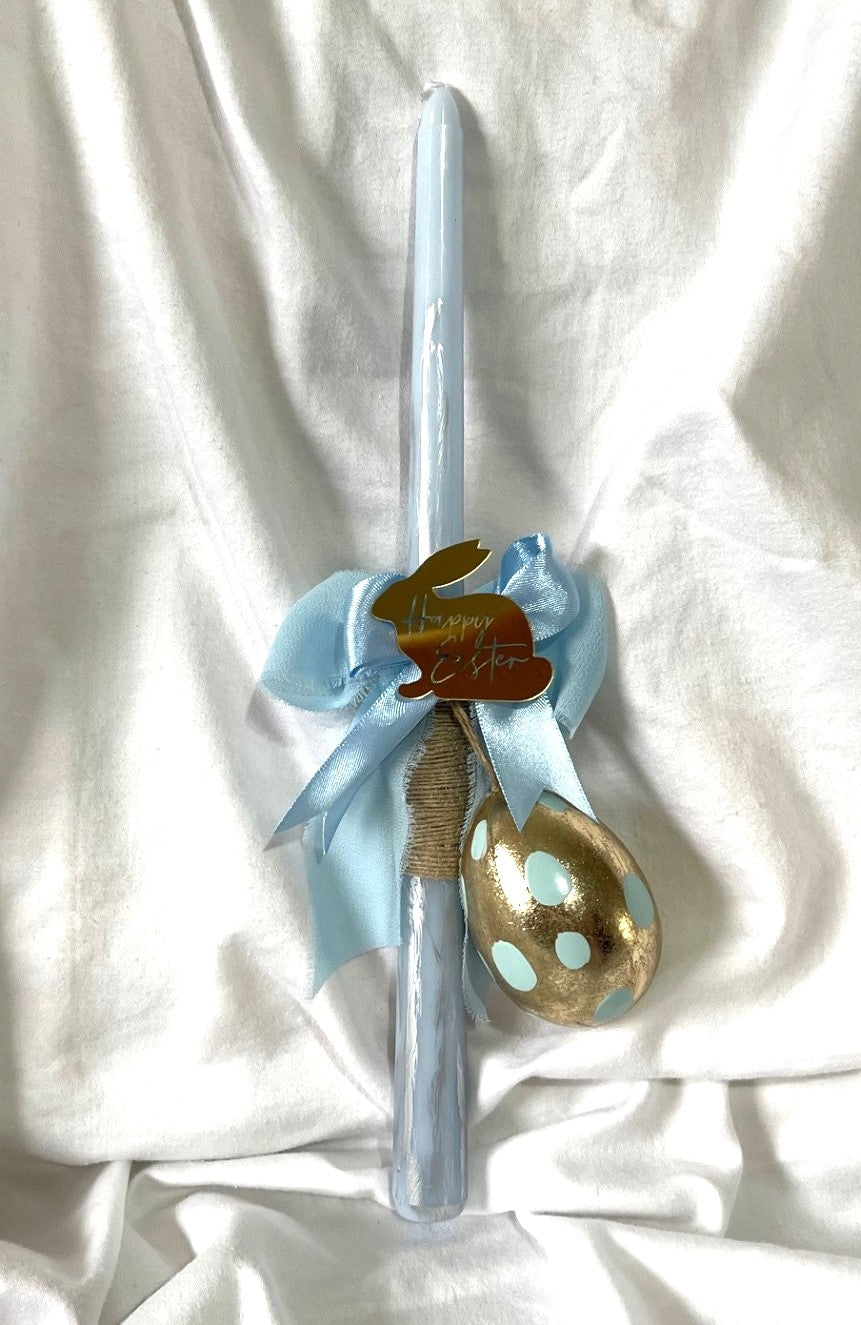 Easter bunny and Egg (Blue) Easter Candle - Palm Sunday / Lambatha 30cm (MEDIUM)