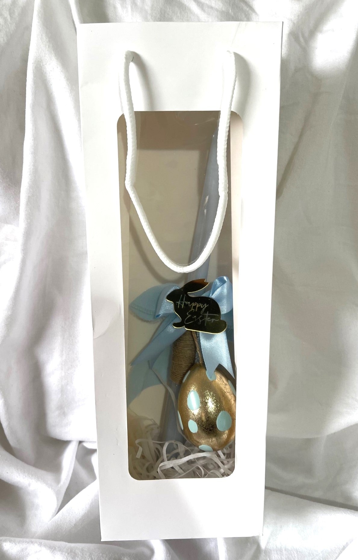 Easter bunny and Egg (Blue) Easter Candle - Palm Sunday / Lambatha 30cm (MEDIUM)