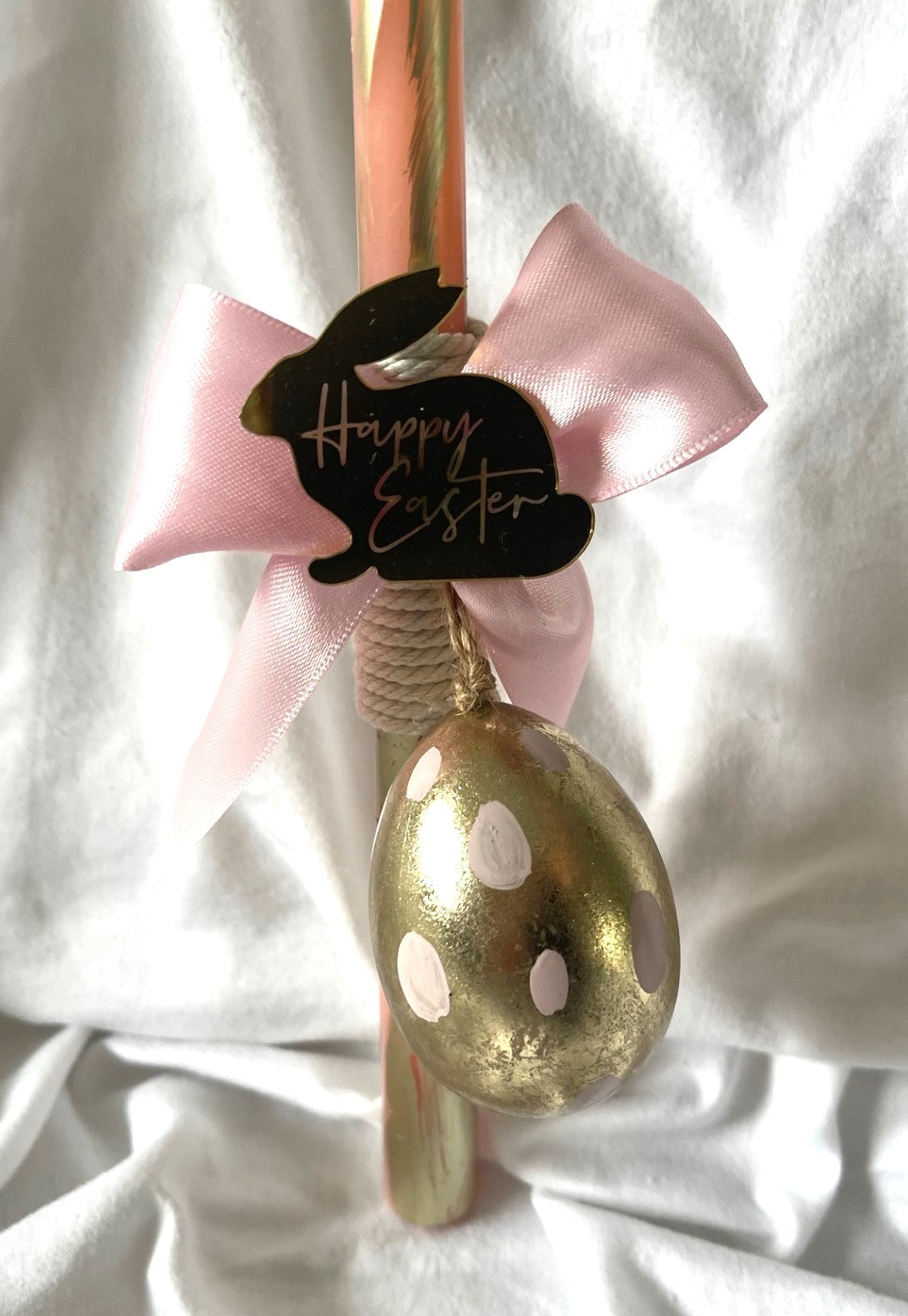 Easter bunny and Egg (Pink) Easter Candle - Palm Sunday / Lambatha 30cm (MEDIUM)
