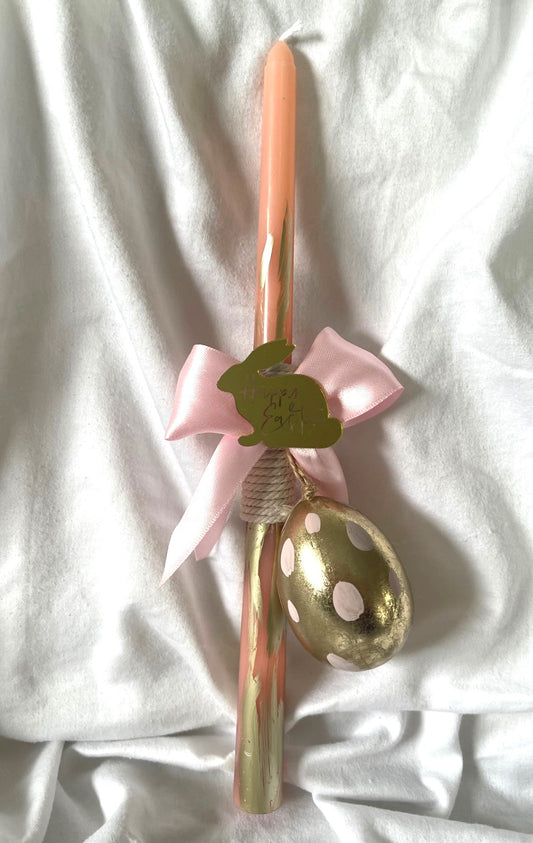 Easter bunny and Egg (Pink) Easter Candle - Palm Sunday / Lambatha 30cm (MEDIUM)