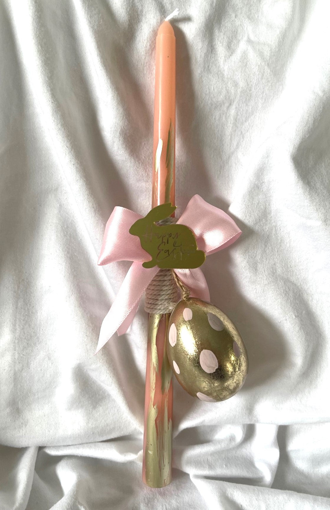 Easter bunny and Egg (Pink) Easter Candle - Palm Sunday / Lambatha 30cm (MEDIUM)
