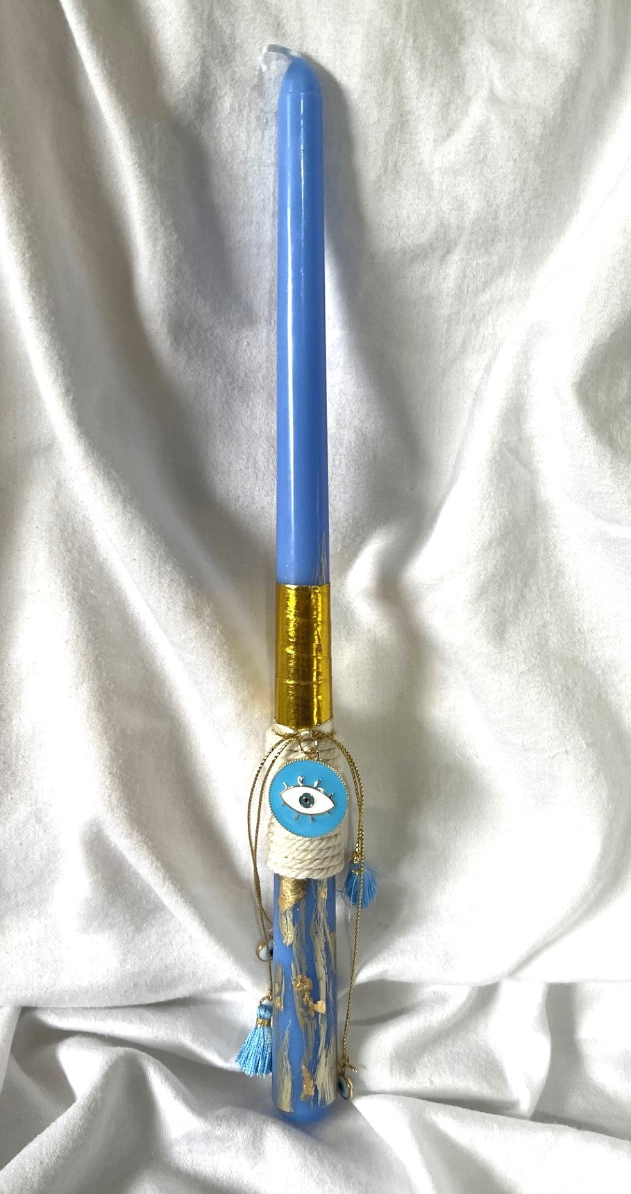 Evil Eye Blue Palm Lambatha Orthodox Easter Candle 30cm