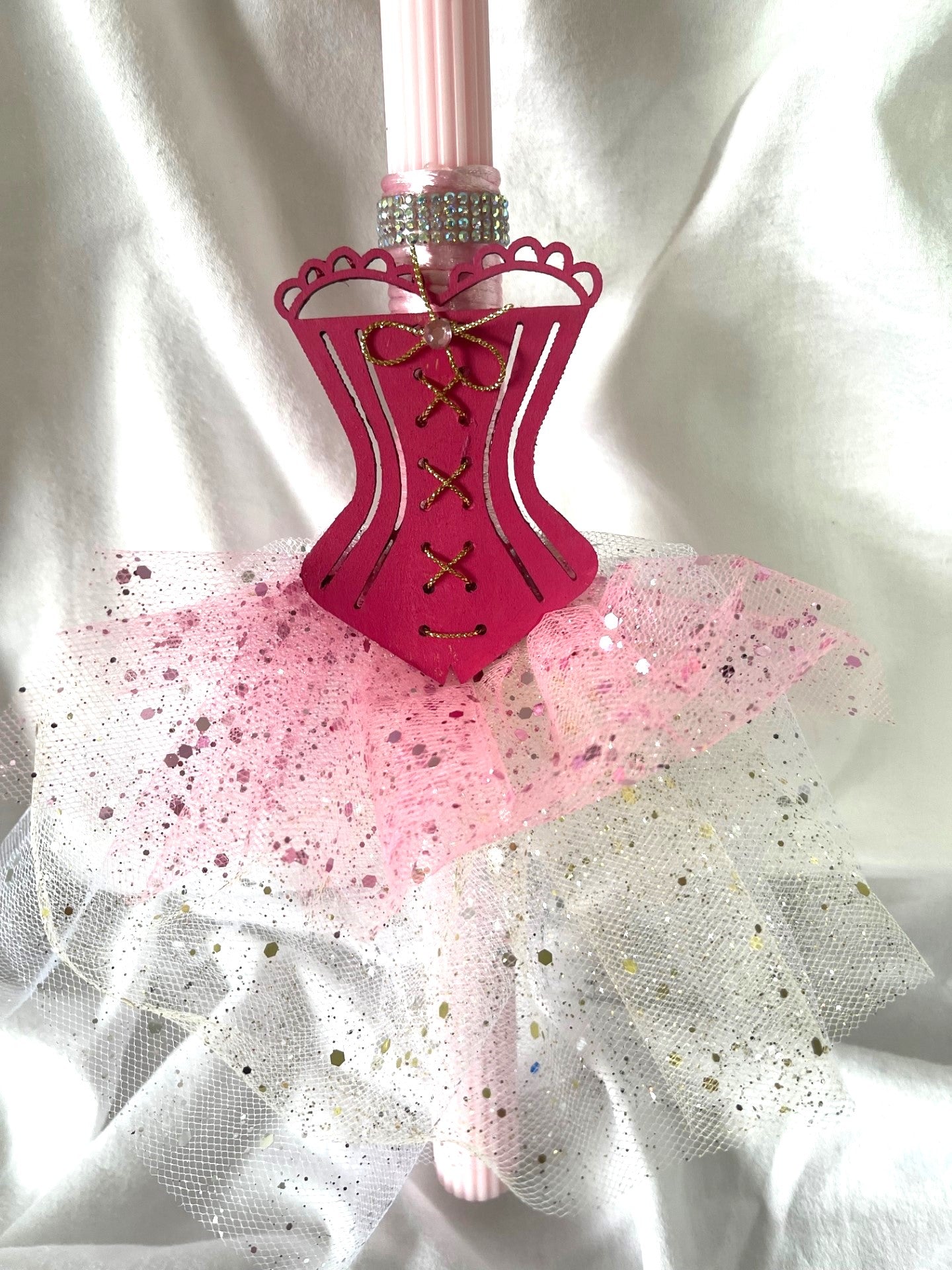 Pink Bodice (Style 2 ) Lambatha Orthodox Easter Candle 40cm (LARGE)