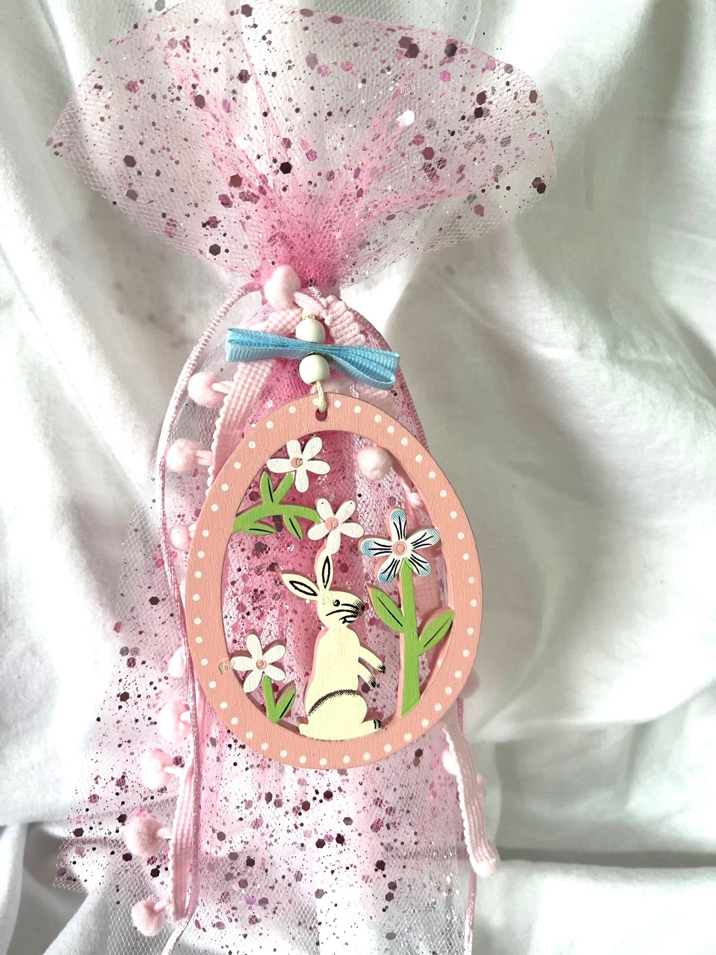 Wooden Bunny (Pink ) Palm Sunday / Lambatha Easter Candle 40cm (LARGE)