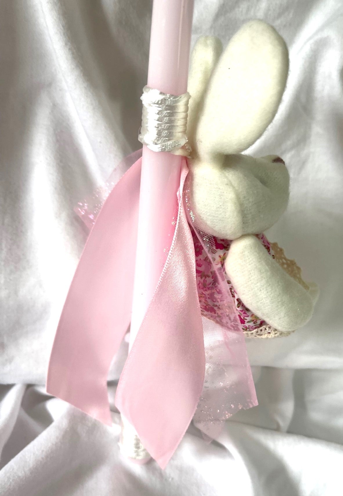 Stuffed Bunny (Pink) Easter Candle - Palm Sunday / Lambatha 30cm (MEDIUM)