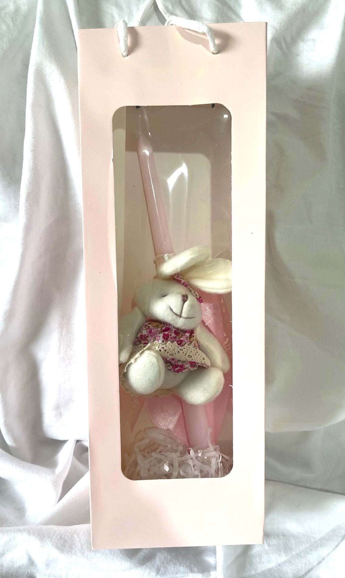 Stuffed Bunny (Pink) Easter Candle - Palm Sunday / Lambatha 30cm (MEDIUM)
