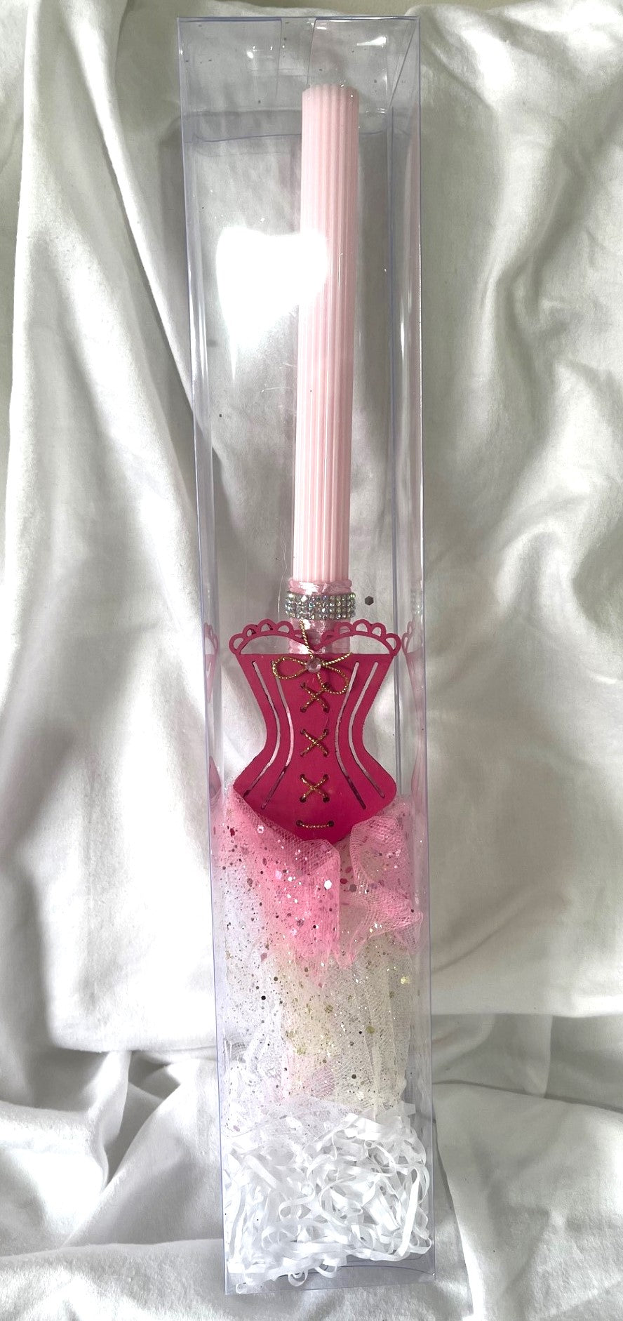 Pink Bodice (Style 2 ) Lambatha Orthodox Easter Candle 40cm (LARGE)