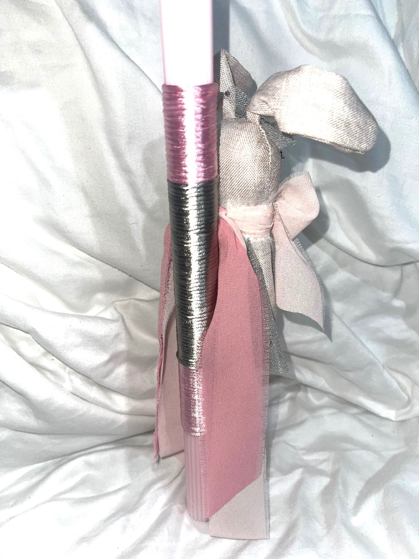 Stuffed Bunny (Pink/Grey) Palm Sunday / Lambatha Easter Candle 40cm (LARGE)