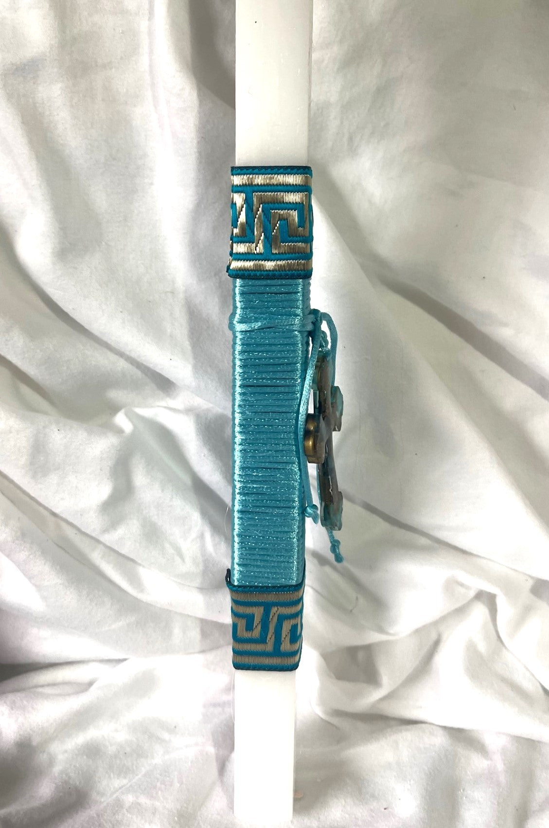 Aqua Resin Cross Lambatha Orthodox Easter Candle 40cm (LARGE)