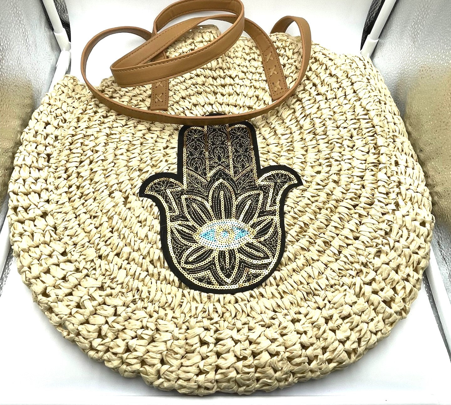 Hamsa Hand Woven Beach Bag