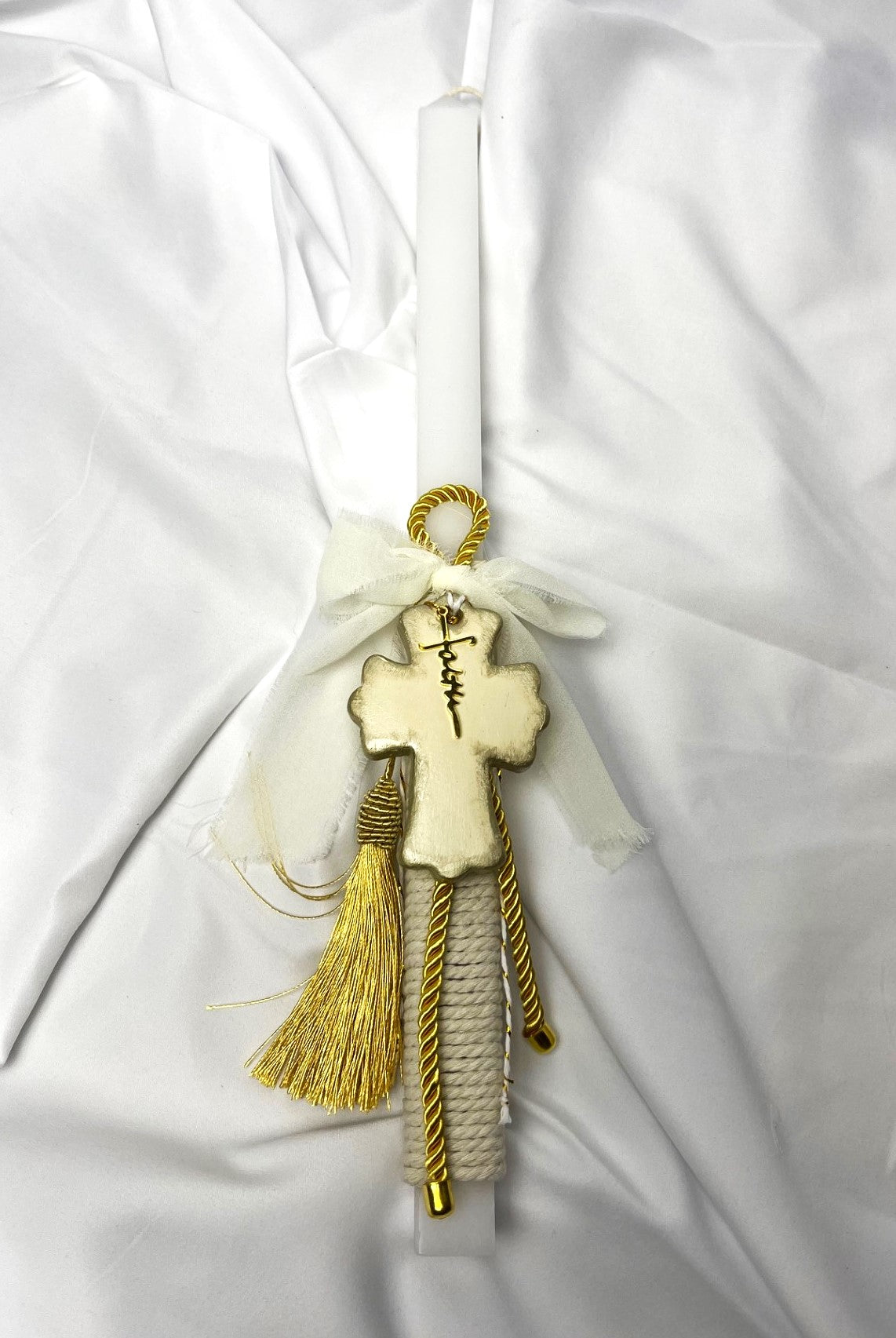 Clay Cross Faith Easter Candle - Palm Sunday / Lambatha 40cm (LARGE)