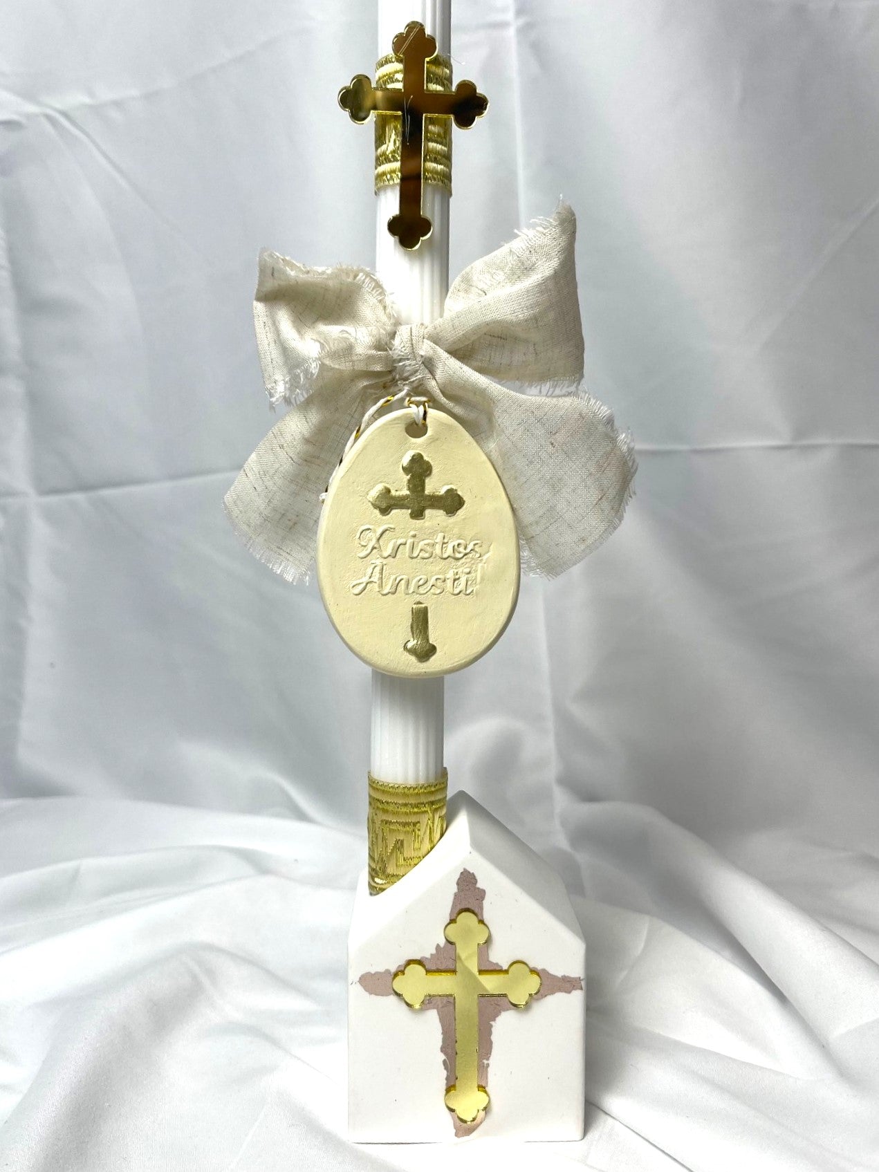 Xristos Anesti Easter Candle - Lambatha 40cm (LARGE)