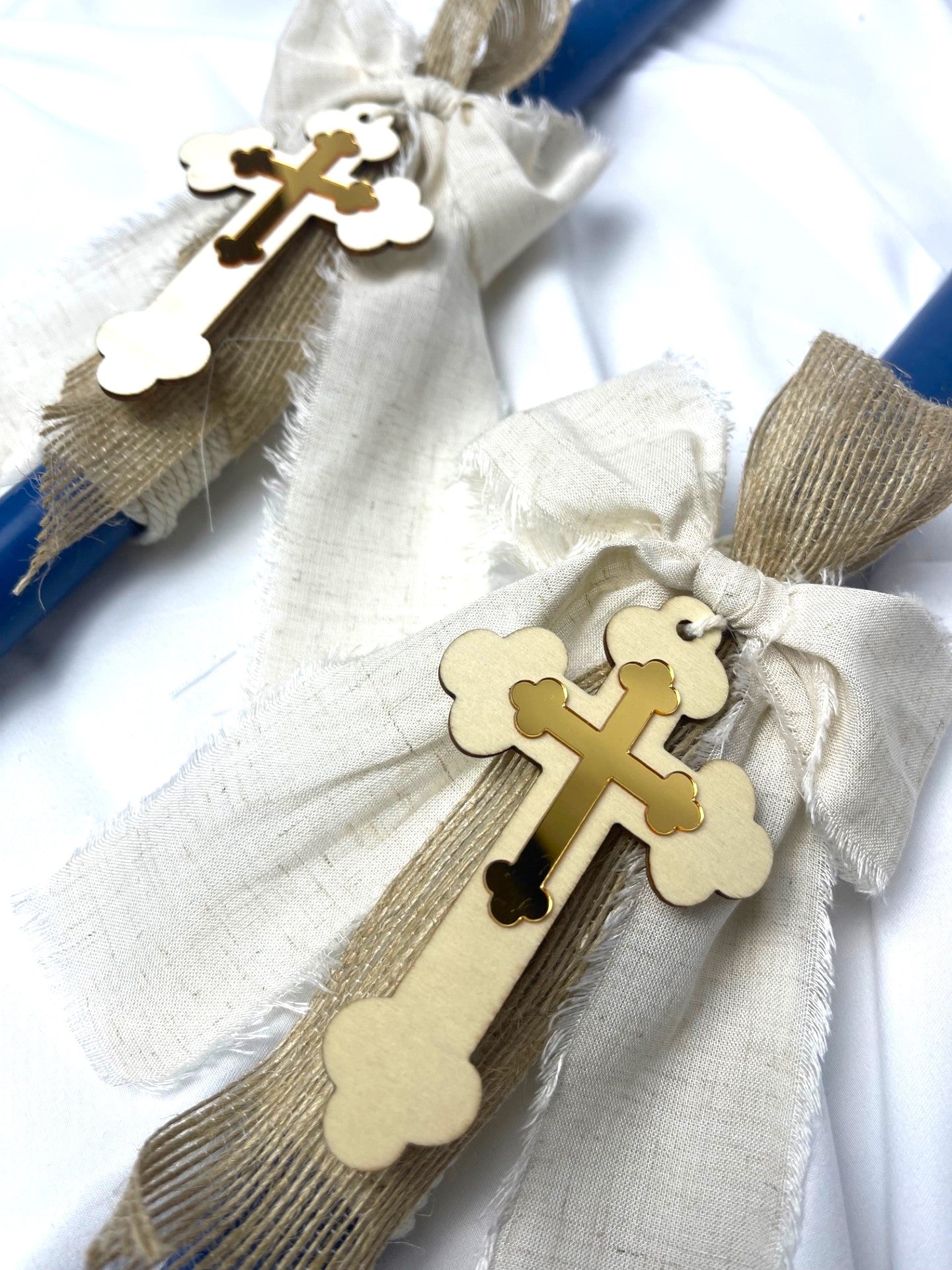 Wooden Cross Easter Candle - Palm Sunday / Lambatha 40cm (LARGE)