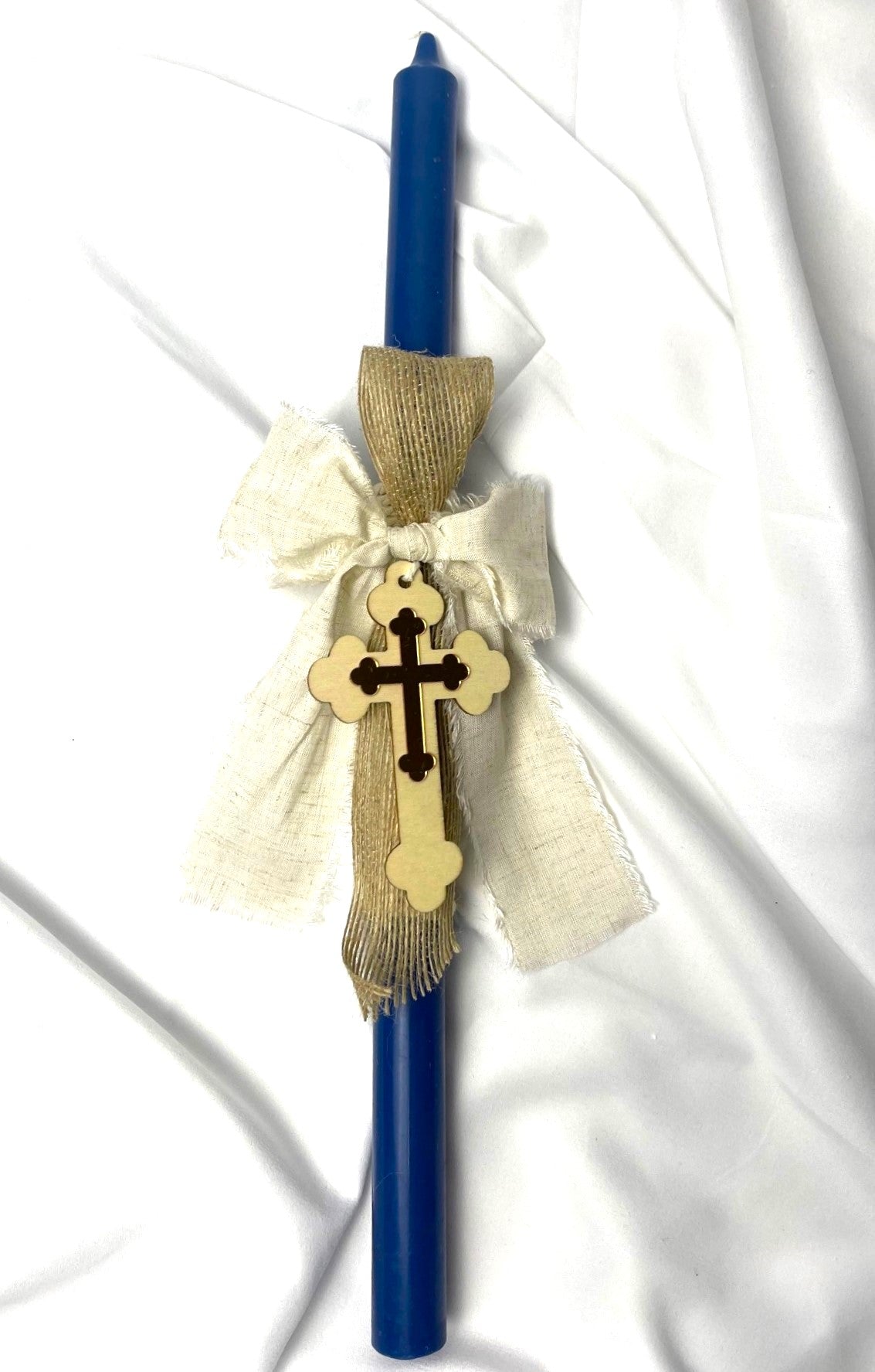 Wooden Cross Easter Candle - Palm Sunday / Lambatha 40cm (LARGE)