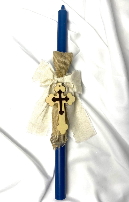 Wooden Cross Easter Candle - Palm Sunday / Lambatha 40cm (LARGE)