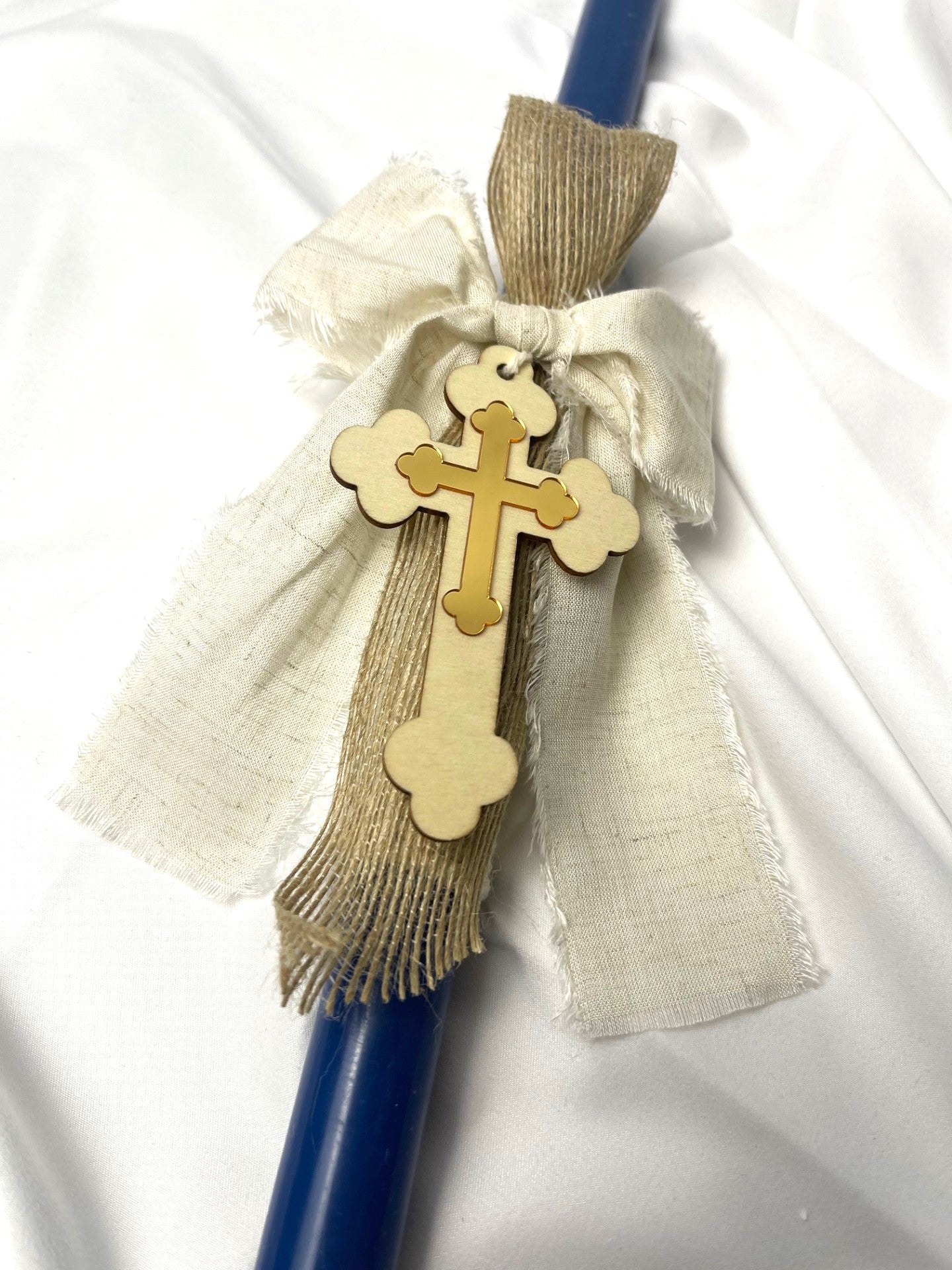 Wooden Cross Easter Candle - Palm Sunday / Lambatha 40cm (LARGE)