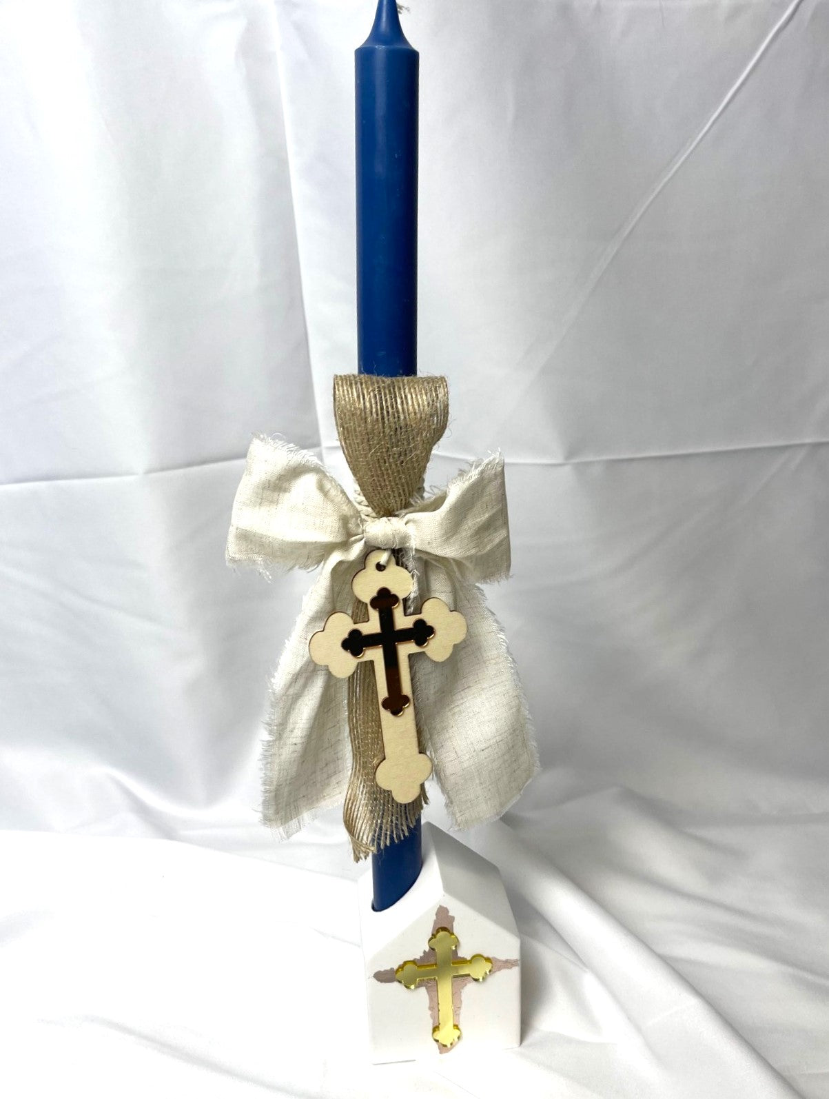 Wooden Cross Easter Candle - Palm Sunday / Lambatha 40cm (LARGE)