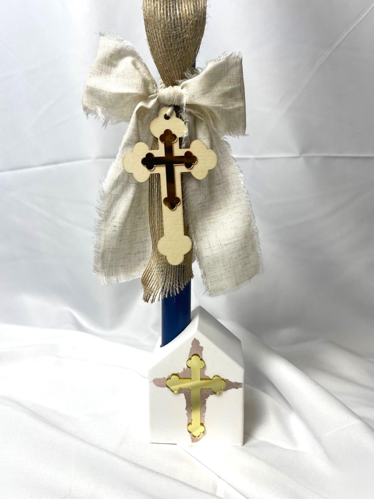 Wooden Cross Easter Candle - Palm Sunday / Lambatha 40cm (LARGE)