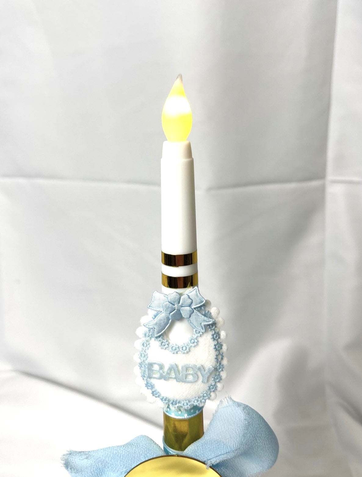 Flameless Battery Happy Easter Candle- Blue - Lambathes / Palm Sunday 28cm (SMALL)