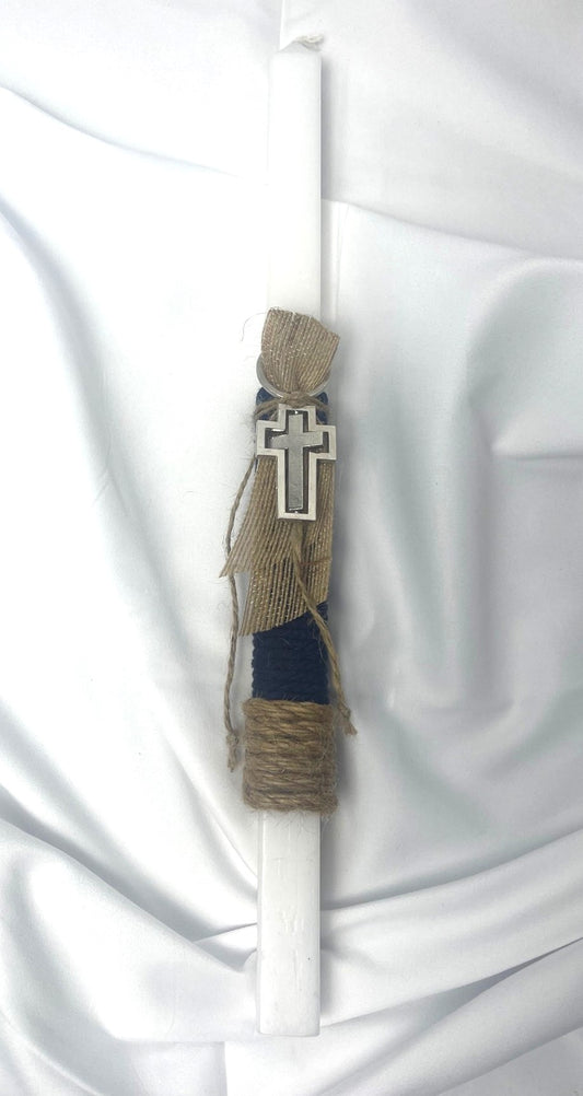 Silver Cross Keyring Easter Candle - Lambatha / Palm Sunday 40ccm (LARGE)