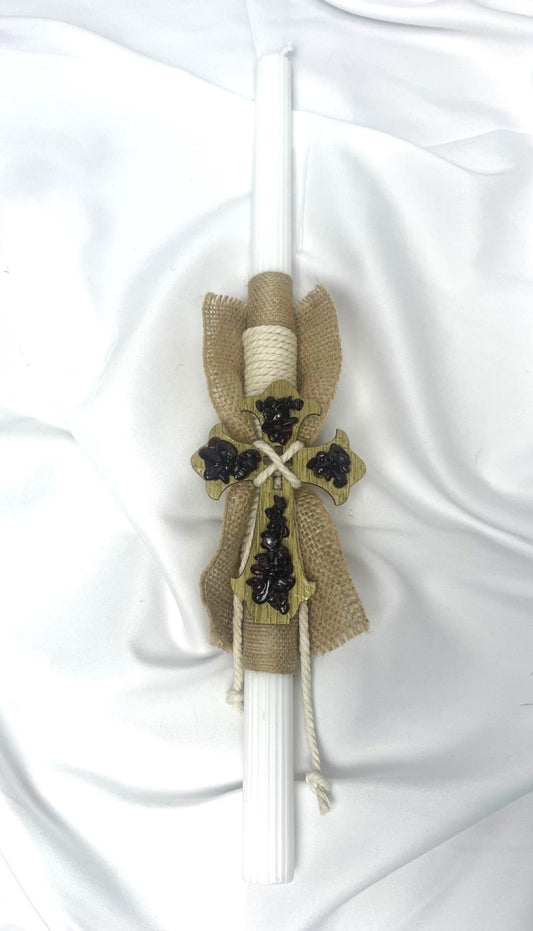 Garnet Cross Easter Candle - Lambatha / Palm Sunday 40cm (LARGE)