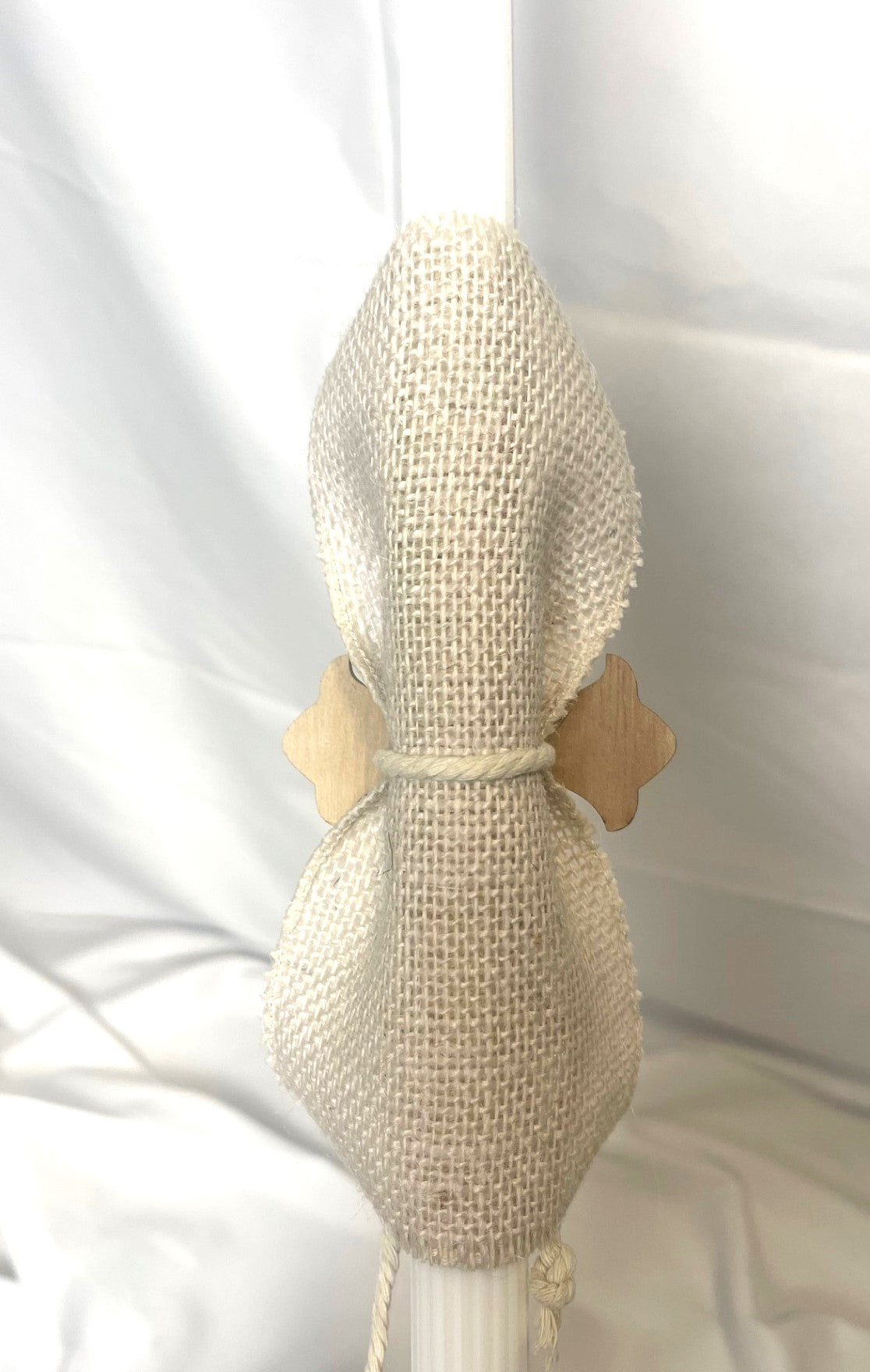 White Quartz Gemstone Cross Easter Candle - Lambatha / Palm Sunday 40cm (LARGE)