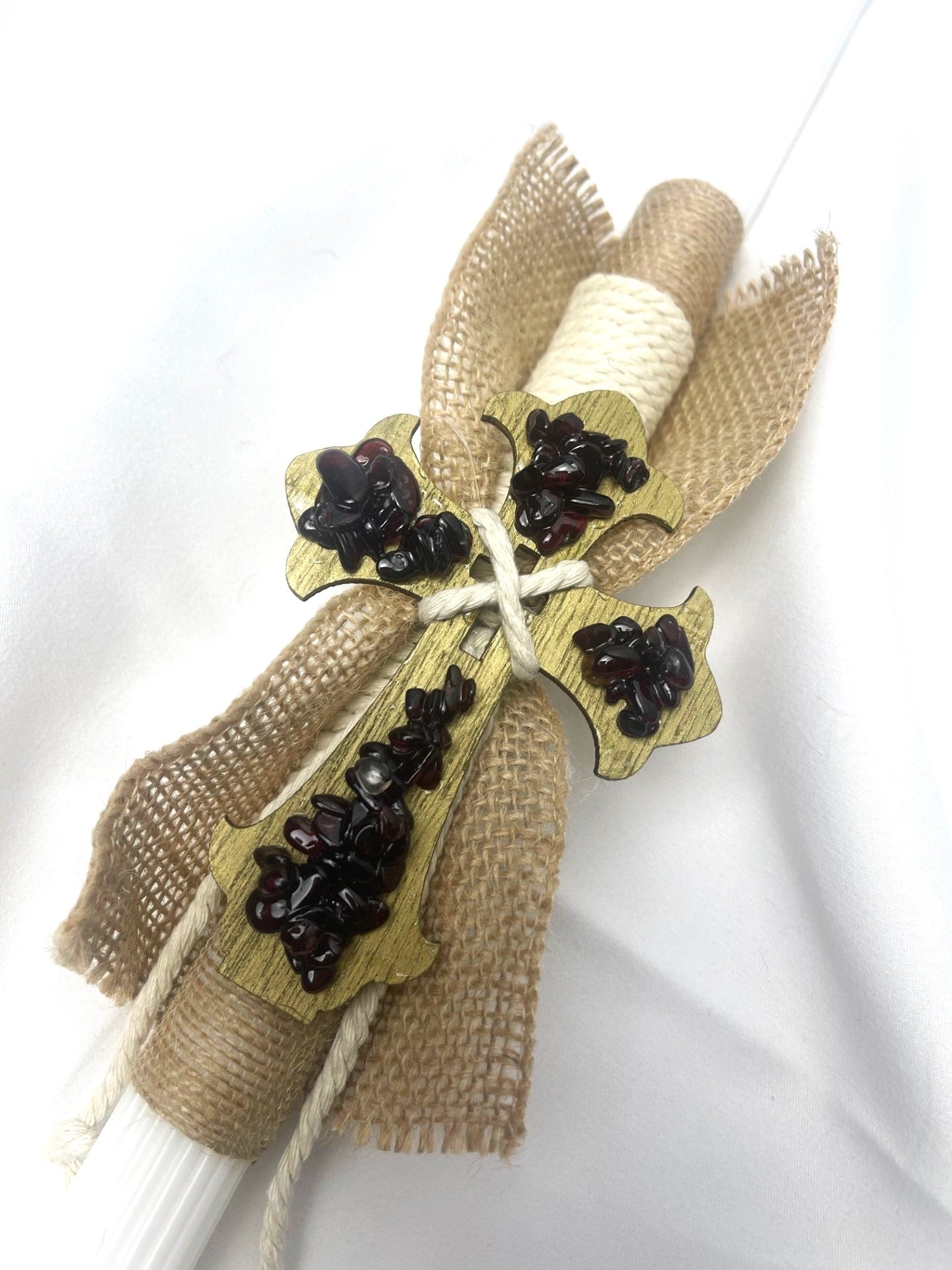 Garnet Cross Easter Candle - Lambatha / Palm Sunday 40cm (LARGE)