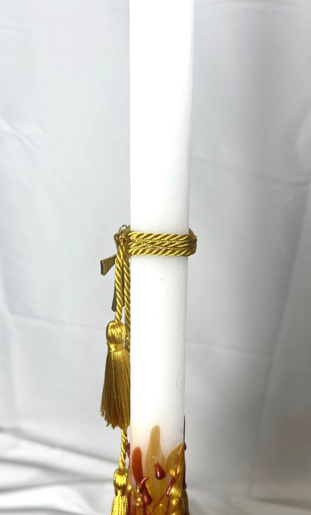 Gold Cross with Drip Wax Easter Candle - Lambatha / Palm Sunday 40 cm (LARGE)